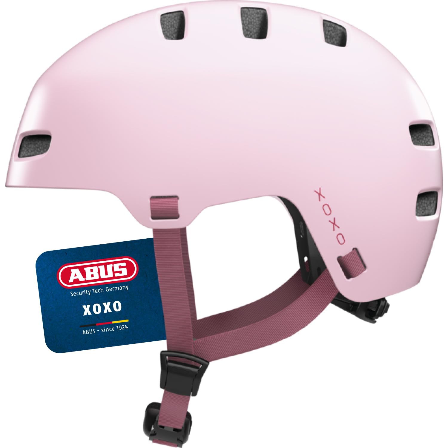 ABUS Kask rowerowy XOXO, kask miejski w stylu skaterskim, rozmiar M, różowy