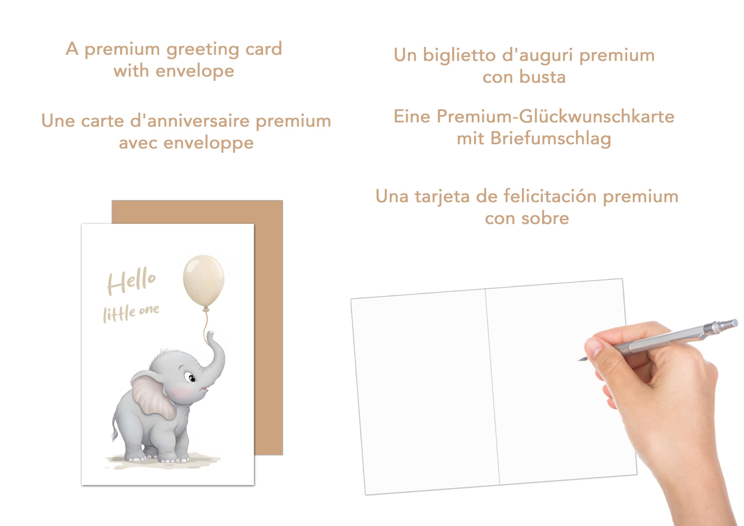 Edition Seidel Biglietto Di Auguri Per Nascita Con Busta, Scritta In Tedesco, Formato 11,5x17 Cm, Stampa Offset Di Qualità