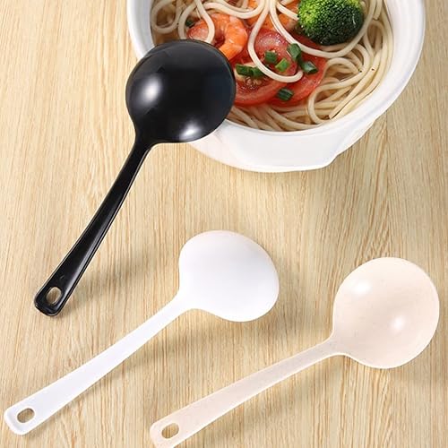 Miniatura 6 de UPKOCH Cucharas de sopa desechables grandes de plástico, cucharón de papilla, cucharón de papilla, cucharas para servir cucharas para fideos ramen,