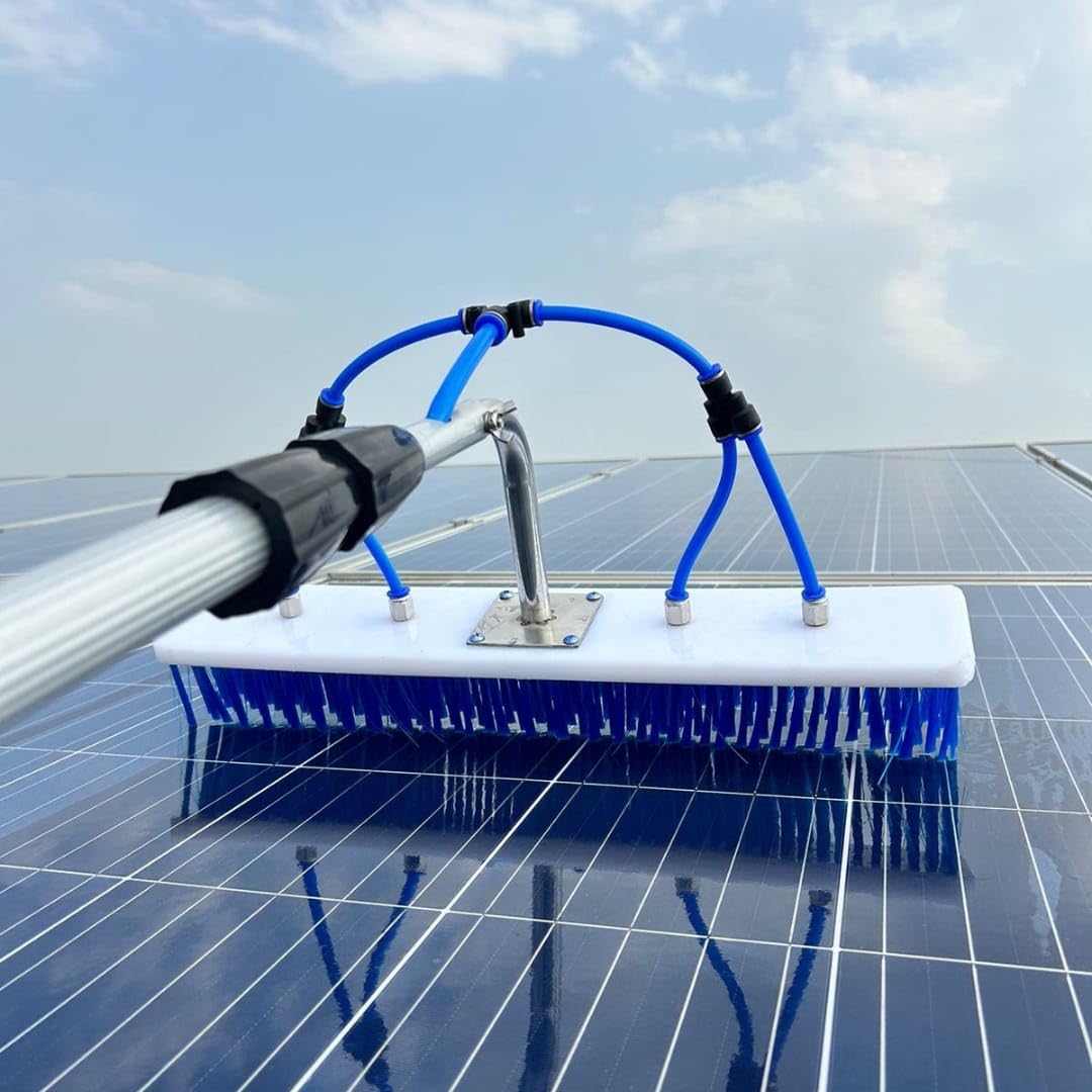 KAVISH ENTERPRISE Solar Panel Cleaning Brush - 6 Meter Water Fed With Nylon Brush Telescopic Pole Water Pipe & Connector (6 Meter), White