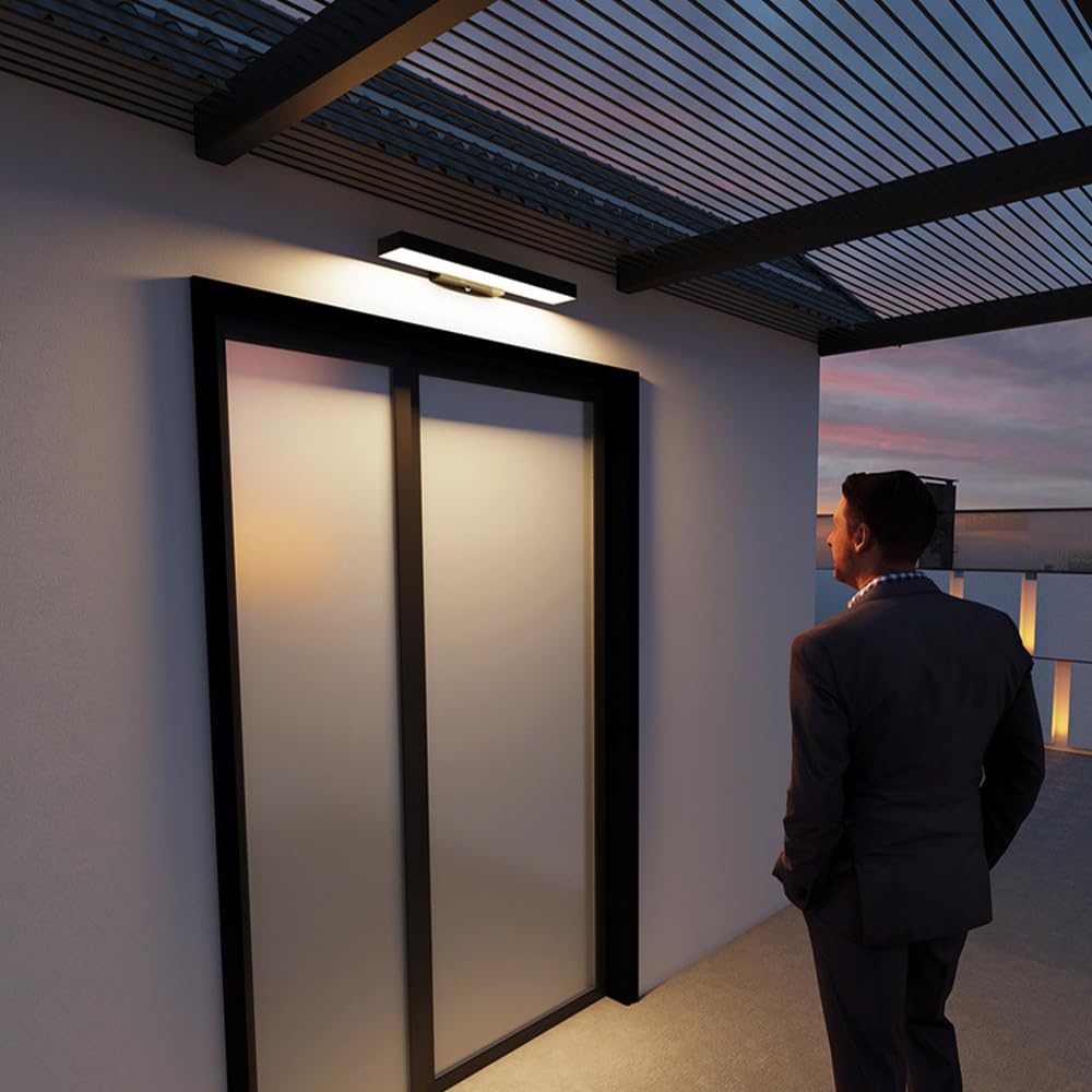 Aplique de pared con sensor Aplique de pared para exteriores Lámpara de porche exterior Accesorio de iluminación para puerta delantera Luces LED negras para montaje en pared Lámparas exteriore