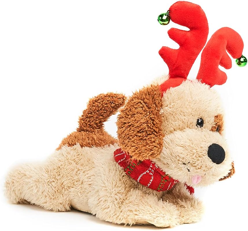 Cuddle Barn - Jingle Jasper | Animated Singing Holiday Puppy Dog Stuffed Animal Plays Wiggles and Wags Tail to We Wish You A Merry Christmas, 9 inches