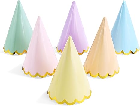 CANREVEL 24 PCS Pastel Party Hats for Kids and Adults, Pastel Party Decorations, Party Headwear for Birthday|Celebration|Party Supplies, Macaron Cone Kids Hats for Girls Boys Women Men