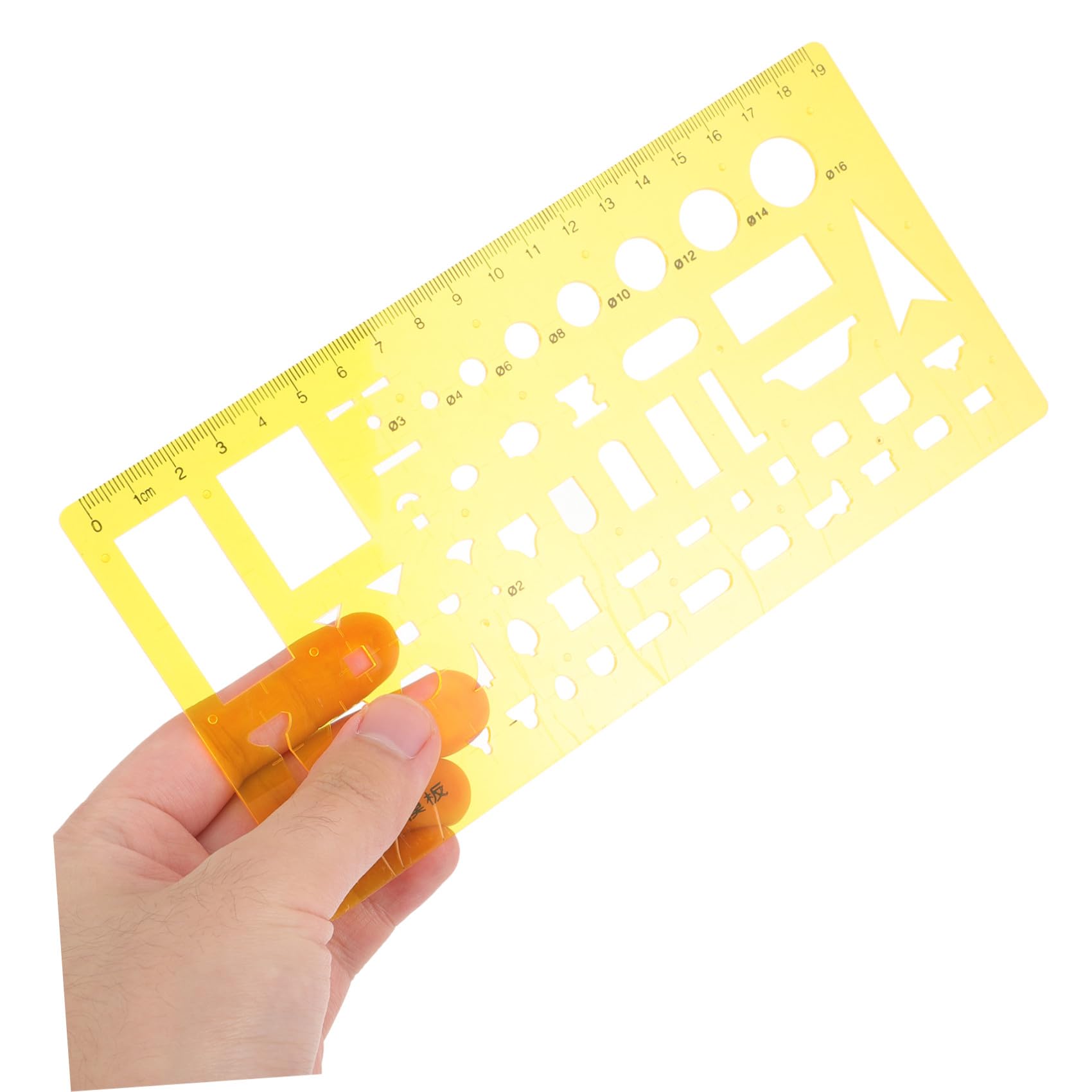 NUOBESTY 3 Juegos regla de la herramienta de medición escala regla para dibujar gobernantes maquinista Dibujo manualidades craft plantilla regla geométrica regla circular el plastico Yellow