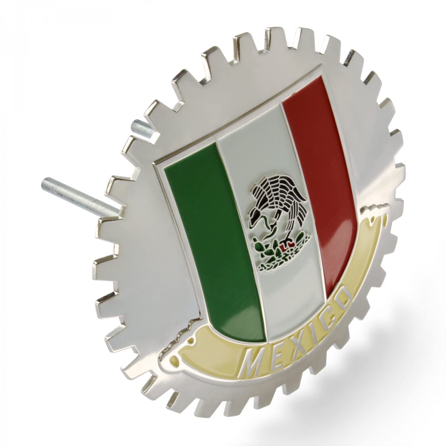 Buy Autoloc Chrome Front Grill Badge Mexican TRI Color Spanish MEXICO MEDALLION Grille/Hood