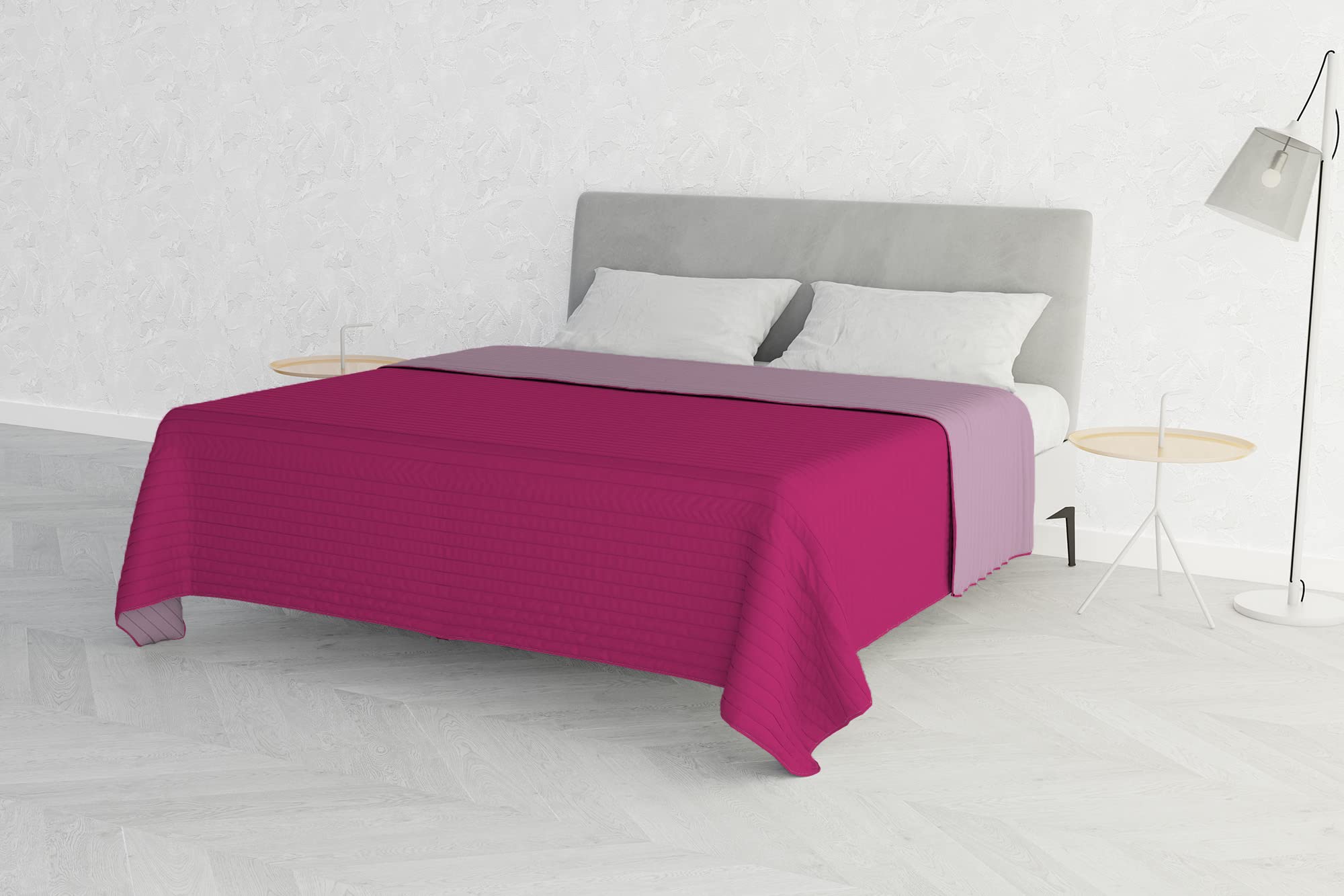 Italian Bed Linen Summer Microfibre Summer Quilt, Lilac/Fuchsia, Double 250 x 250 cm, Matrimoniale 250x250cm - Image 2