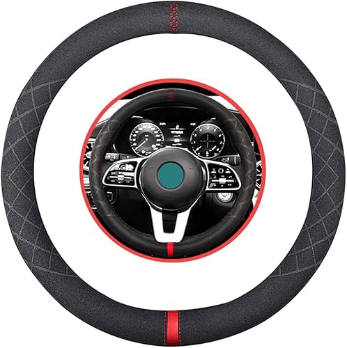 Funda de cuero de ante K LAKEY para volante, compatible con Mercedes Benz de 550 SL Clase C 300 Sport GLK 350 SE, funda de volante de cuero de ante