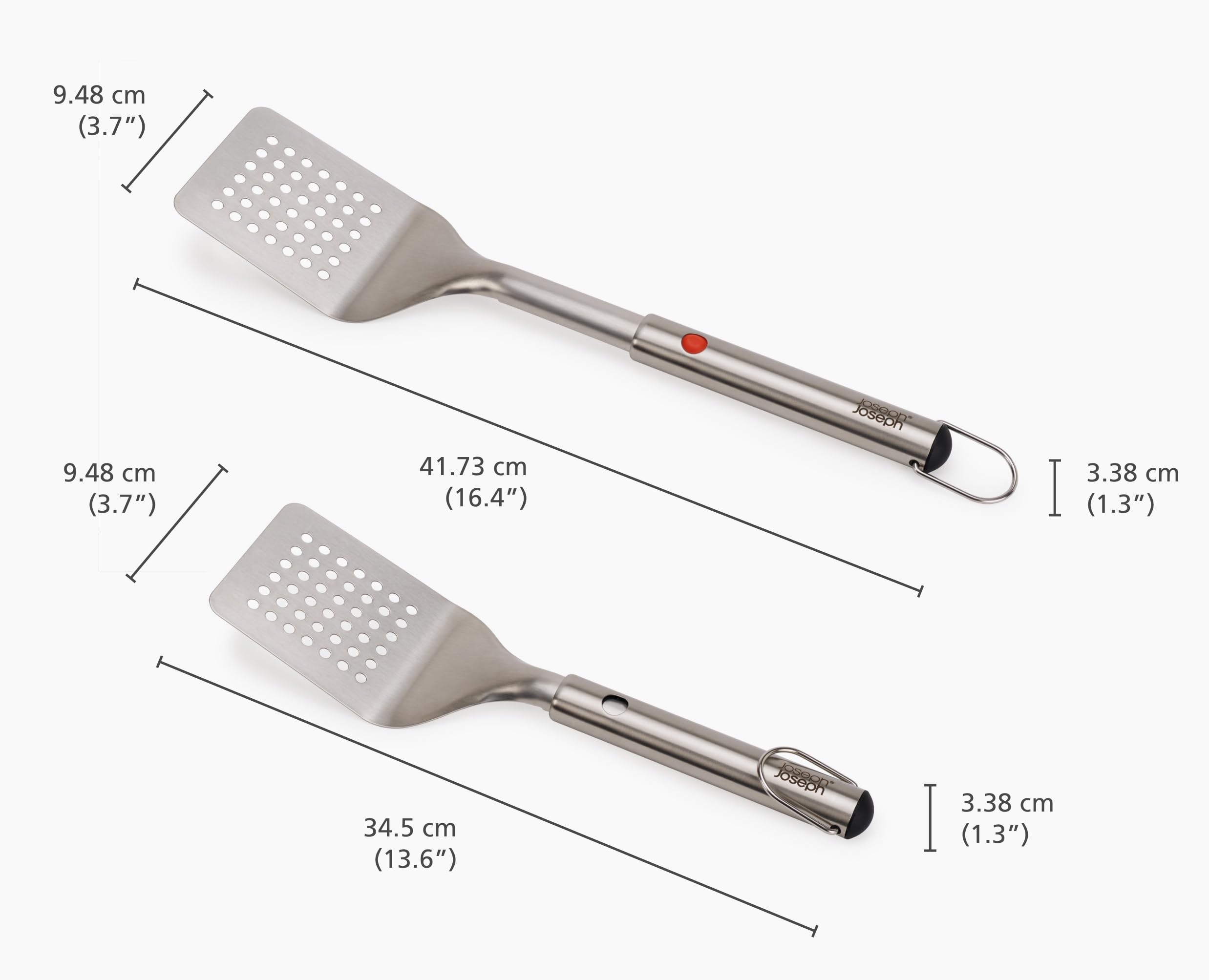 Joseph Joseph GrillOut Set de Utensilios para Barbacoa en Acero Inoxidable, 3 Piezas Pinzas, Espátula y Tenedor, Mango Retráctil