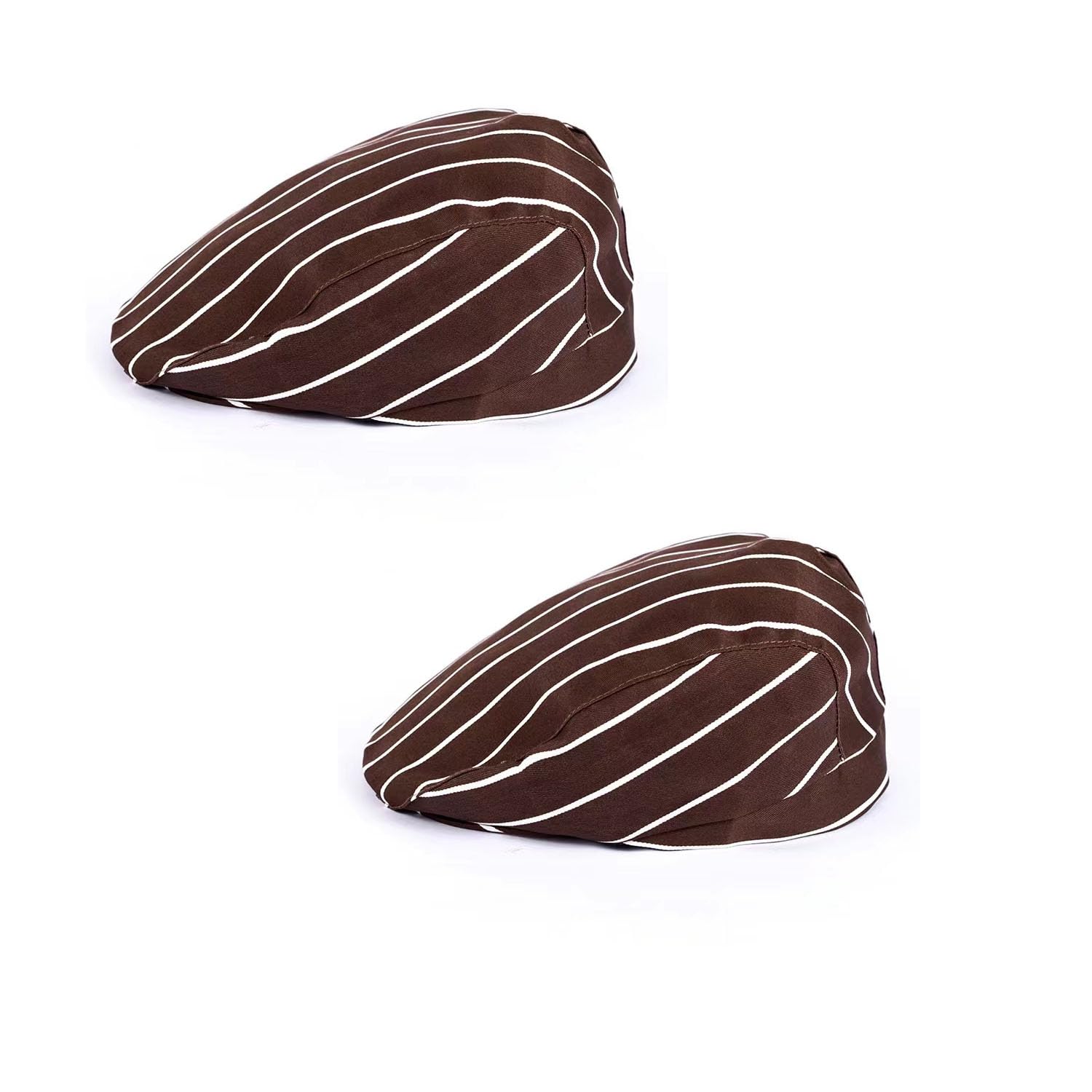 HFHungkeong 2Pcs Adjustable Chef Cap Kitchen Cooking Hat,Striped Brown