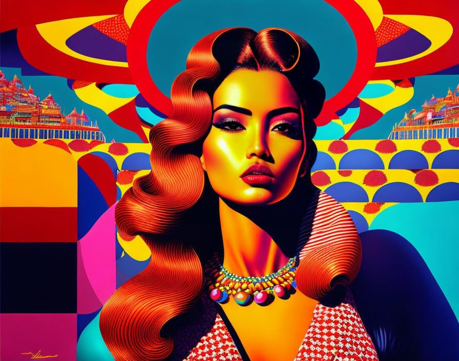 Poster Pop Art femme toile sans cadre Meechi 50x70 cm pour décoration murale modernise