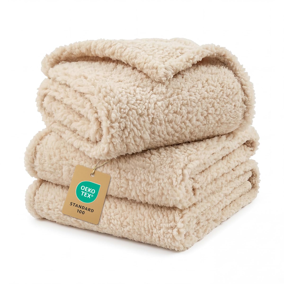 Photo 1 of 1 Pack 3 Calming Blankets Fluffy Premium Fleece Pet Blanket Soft Sherpa Throw for Dog Puppy Cat Beige Large (41" x31'')