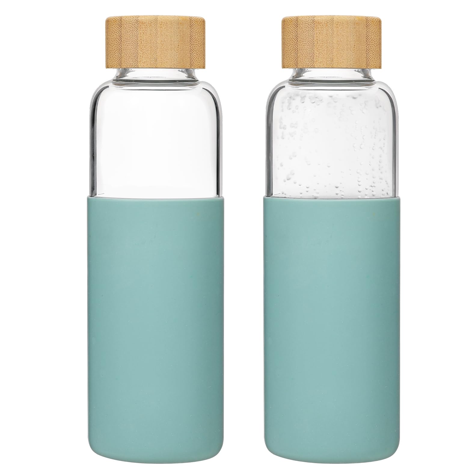 LIMILI 2 pack 500ML Glass Water Bottles With Bamboo Lids and Silicone Covers, Leak Proof Reusable Drinking Bottles for Hot Cold Drinks, Work, Gym, Home โ image 1