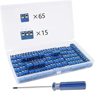 RUNCCI-YUN 80 Pezzi 5mm 15A 300V 2 Pin / 3 Pin Morsettiera a Vite PCB Blu per Prototipo PCB Scheda Circuito Stampato (65pz 2 Pin, 15pz 3 Pin)