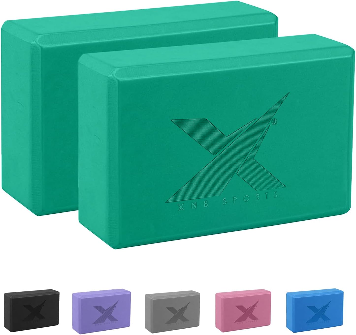XN8 Sports Yoga Blocks Set of 2 High-Density Lightweight EVA Foam Yoga Brick For Deepen Poses Flexibility Pilates Strength Fitness Stretching Firm Sturdy Non-Slip Yoga Block