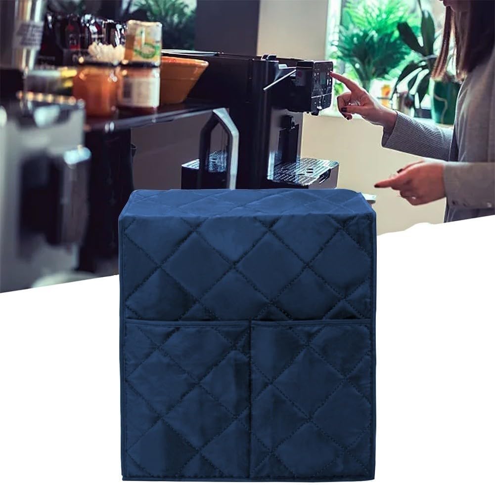Stylish Dust Cover for Coffee Machines, Washable Cotton Fabric, Vintage Design, Compatible with Most Standard Coffee Makers, Brown(Dark blue)