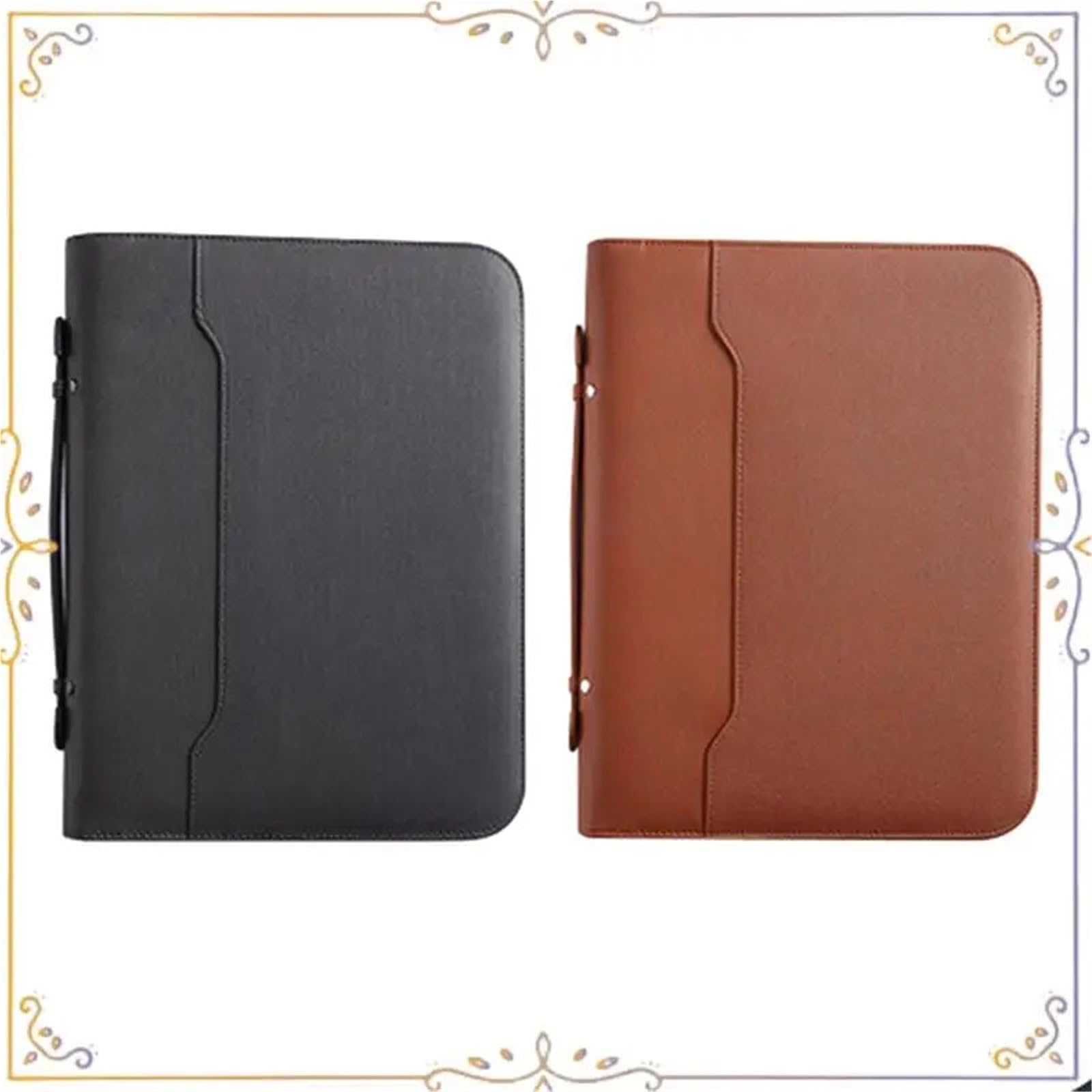 Portadocumenti in Pelle Organizzatore for portafoglio con cerniera, raccoglitore in pelle Padfolio, professionale for affari, for documenti