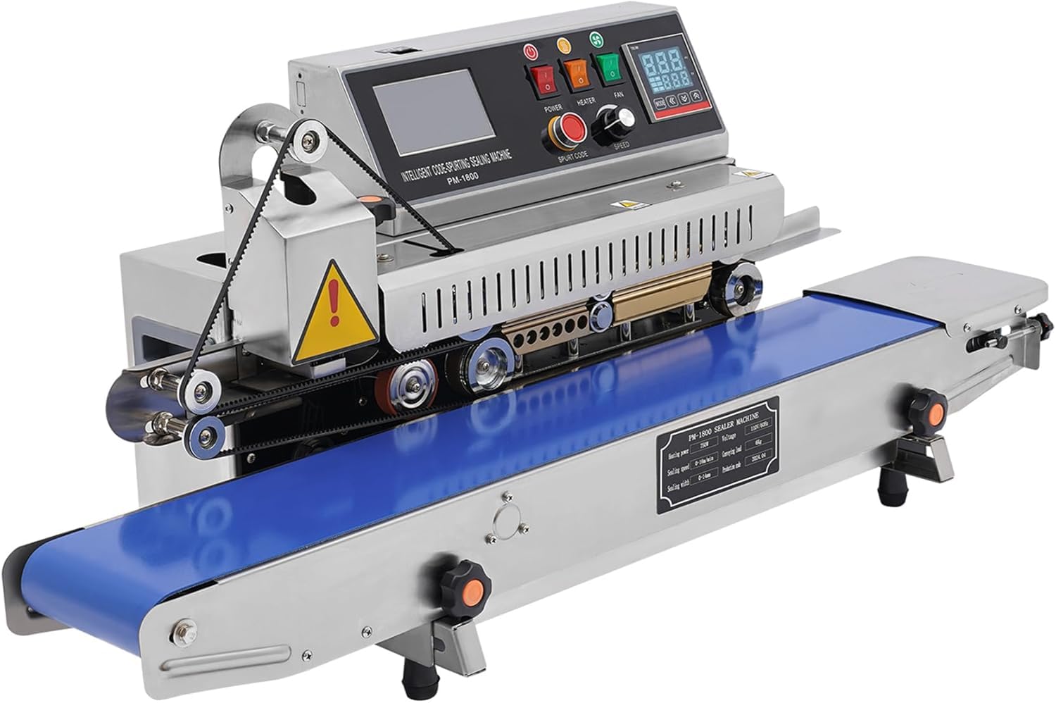 Sigillatrice Orizzontale Automatica per Sacchetti - Macchina Termosaldatrice Commerciale da 750 W A Riscaldamento Continuo per Uso Industriale, Sigillatrice A Nastro Silver