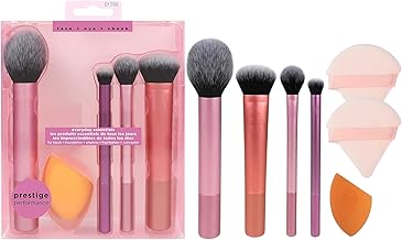 LA VENUST 7-Piece Everyday Essentials Makeup Brush Set – Includes 4 Brushes, 1 Blending Sponge & 2 Triangle Powder Puffs for Foundation, Blush, Contour, Bronzer, Eyeshadow & Setting Powder – Travel-Friendly, Cruelty-Free Beauty Gift Set