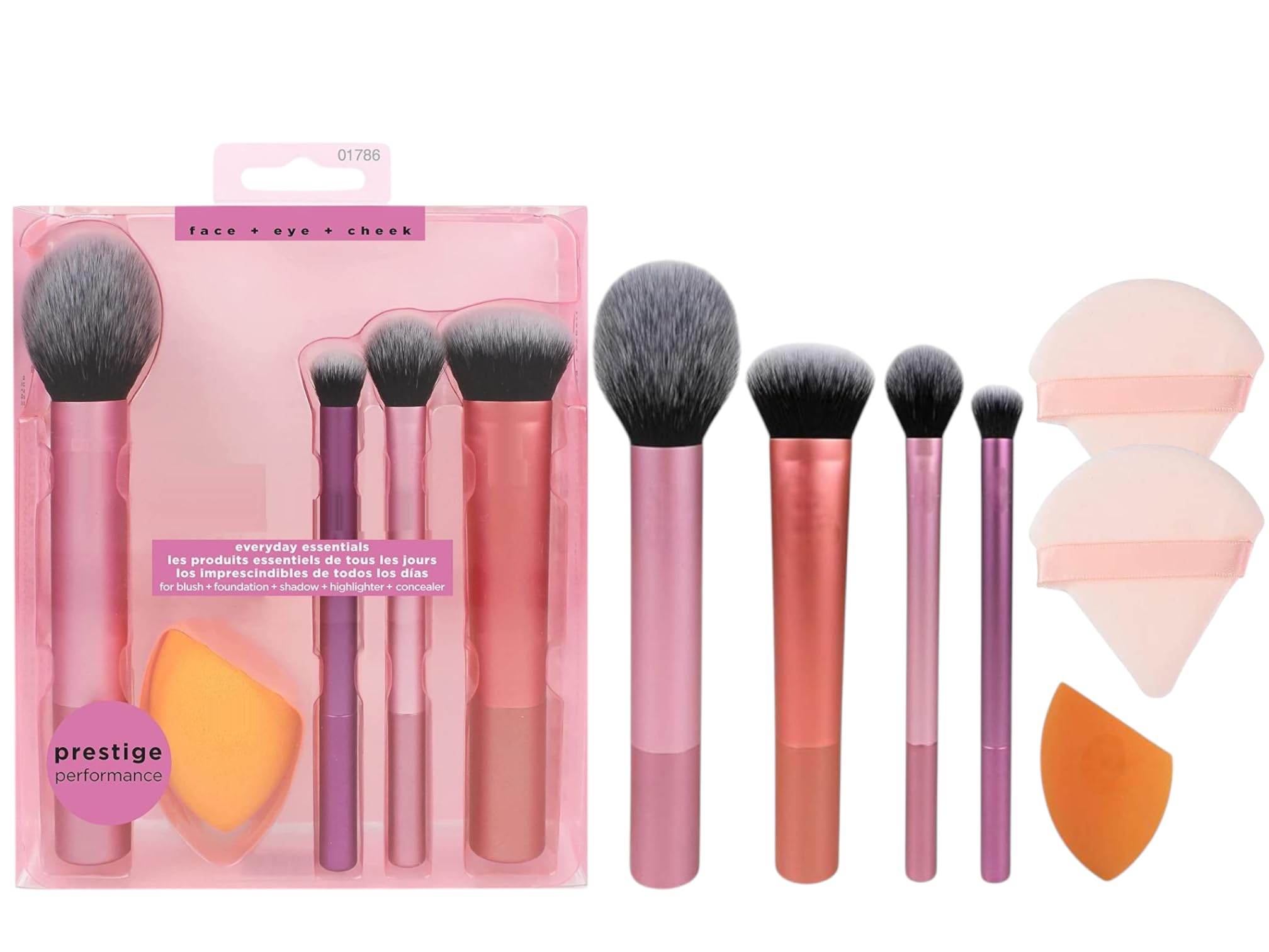 7-Piece Everyday Essentials Makeup Brush Set – Includes 4 Brushes, 1 Blending Sponge & 2 Triangle Powder Puffs for Foundation, Blush, Contour, Bronzer, Eyeshadow & Setting Powder – Travel-Friendly, Cruelty-Free Beauty Gift Set-image-7