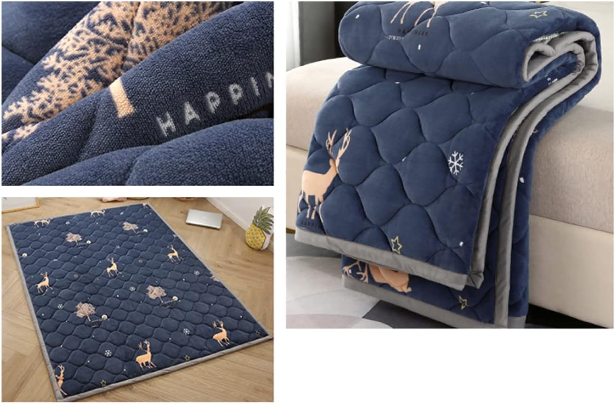 Bed Pad Semi-Double Flannel 135 x 200 cm Mattress Pad Bed Pad Blanket Bed Pad Sheets Microfiber (Navy Blue 180 x 200 cm)