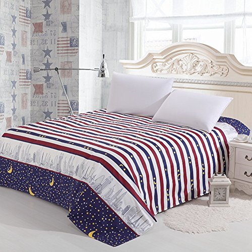Drap plat en coton imprimé plante 120x230cm pour lit simple