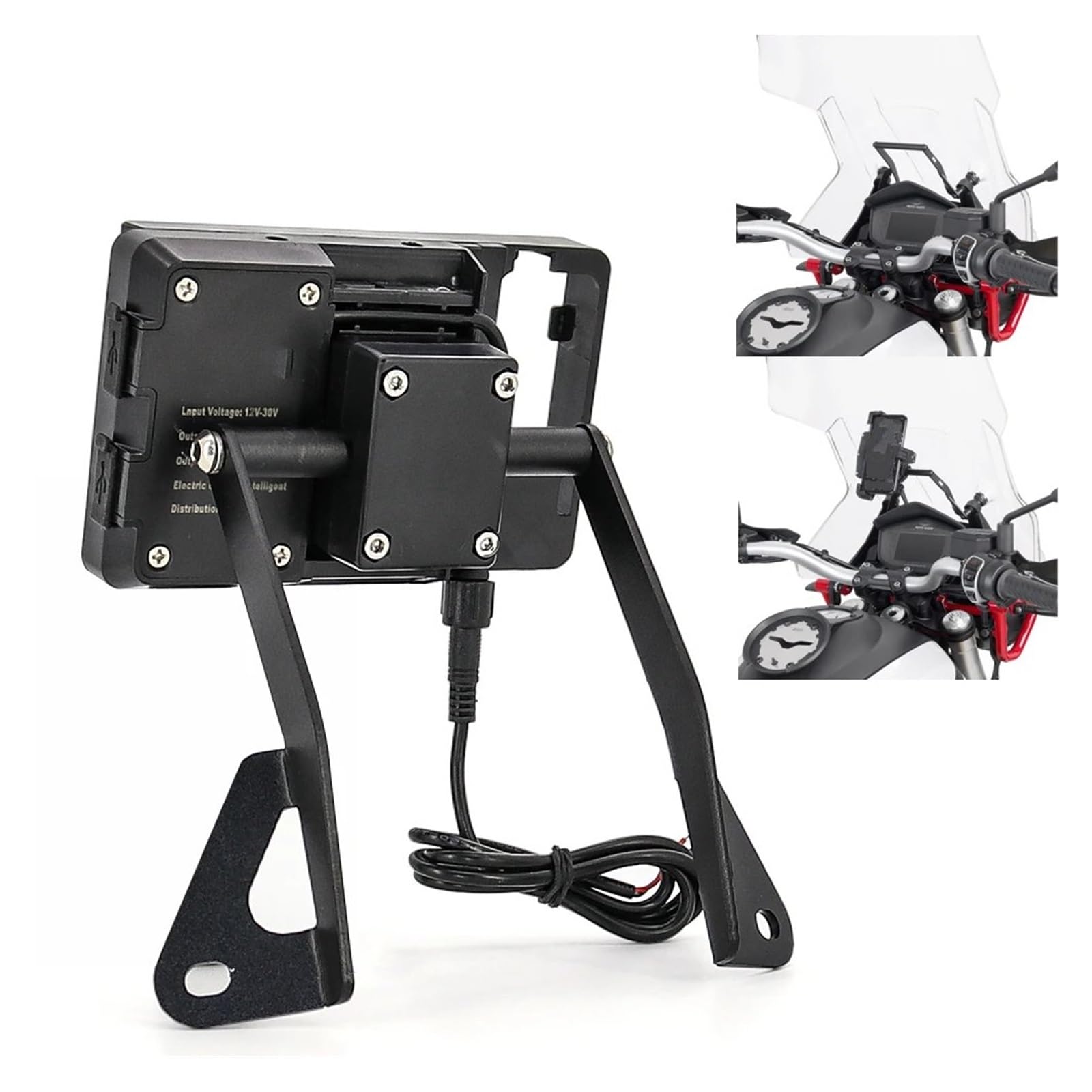 GIVI FB8203 Support Pare-Brise Haut Pour GPS/Smartphone - Moto Guzzi V85 TT (2019-2023) - Fixation Stable 12 Mm