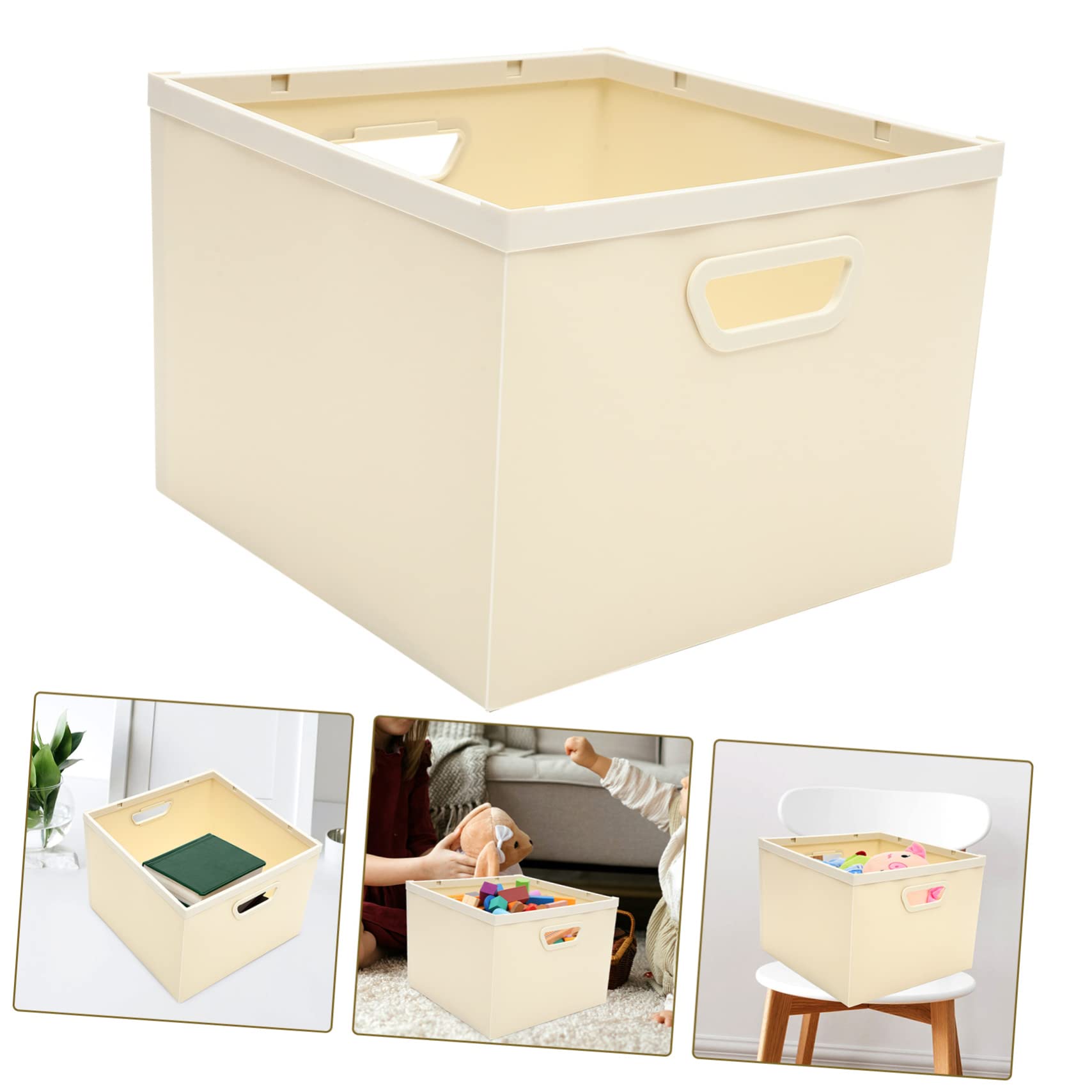 Cabilock Caja Organizadora de Escritorio Plegable de Pp con Asa Clara | Juguetes y Libros, Diseño Ahorrador de Espacio, Extracción Sencilla y Traslado Cómodo