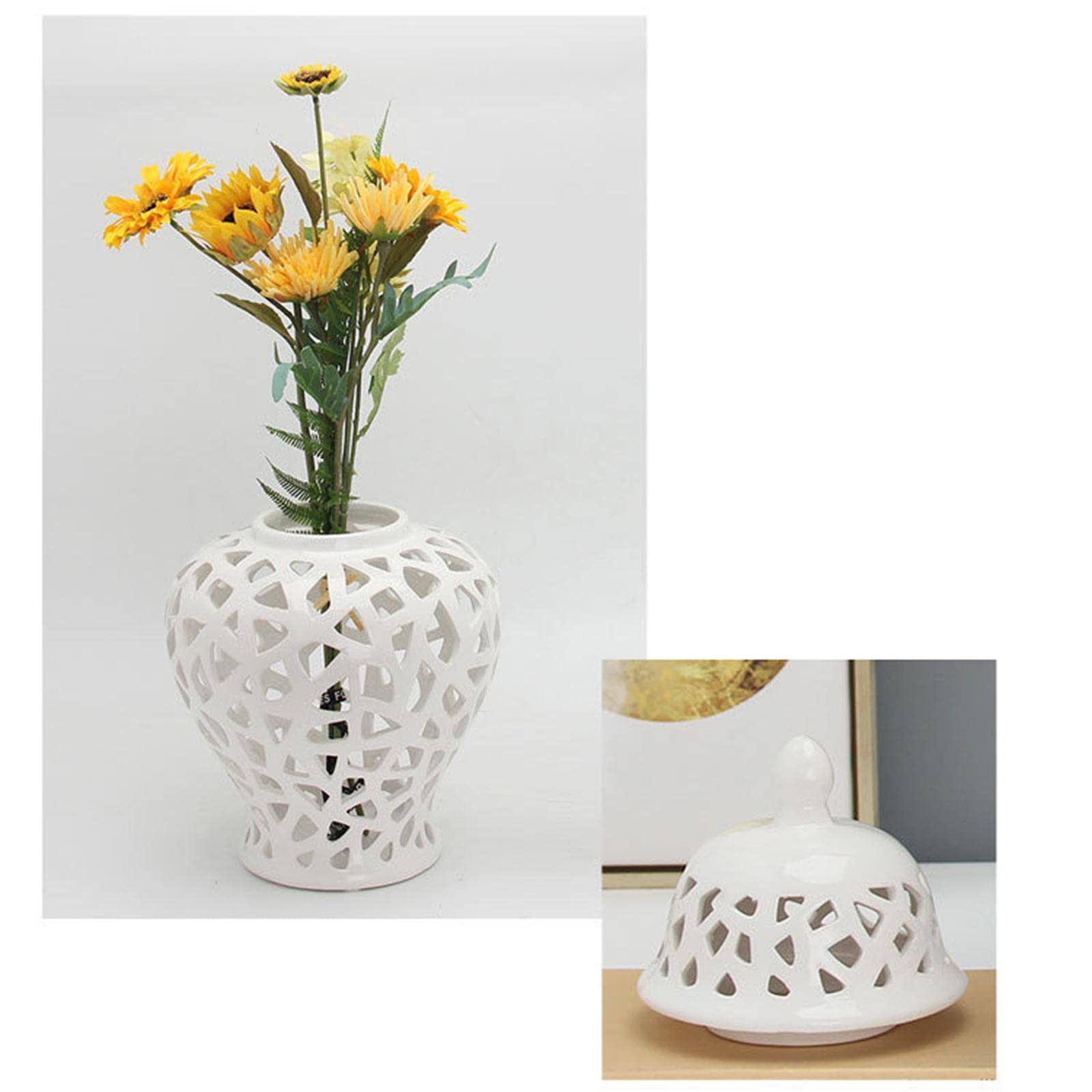 perfk Vaso da 28 cm, smaltato Creativo, Decorazione Artigianale, Vaso in Ceramica per Composizione da