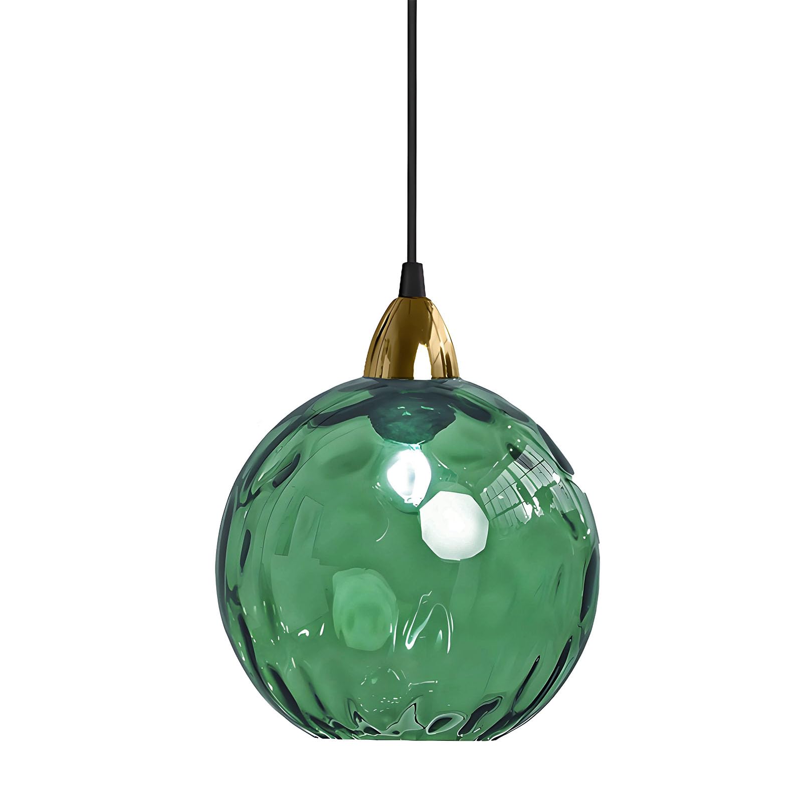XIRYTU-H 15cm/5.9'' Industrieel Klassiek Bolvormig Glazen Pendellicht, E27 Plafonniere Hanglamp, Goudkleurige Afwerking & Gegolfde Glazen Bol, Eetkamer Slaapkamer Luster (Amber, 20CM