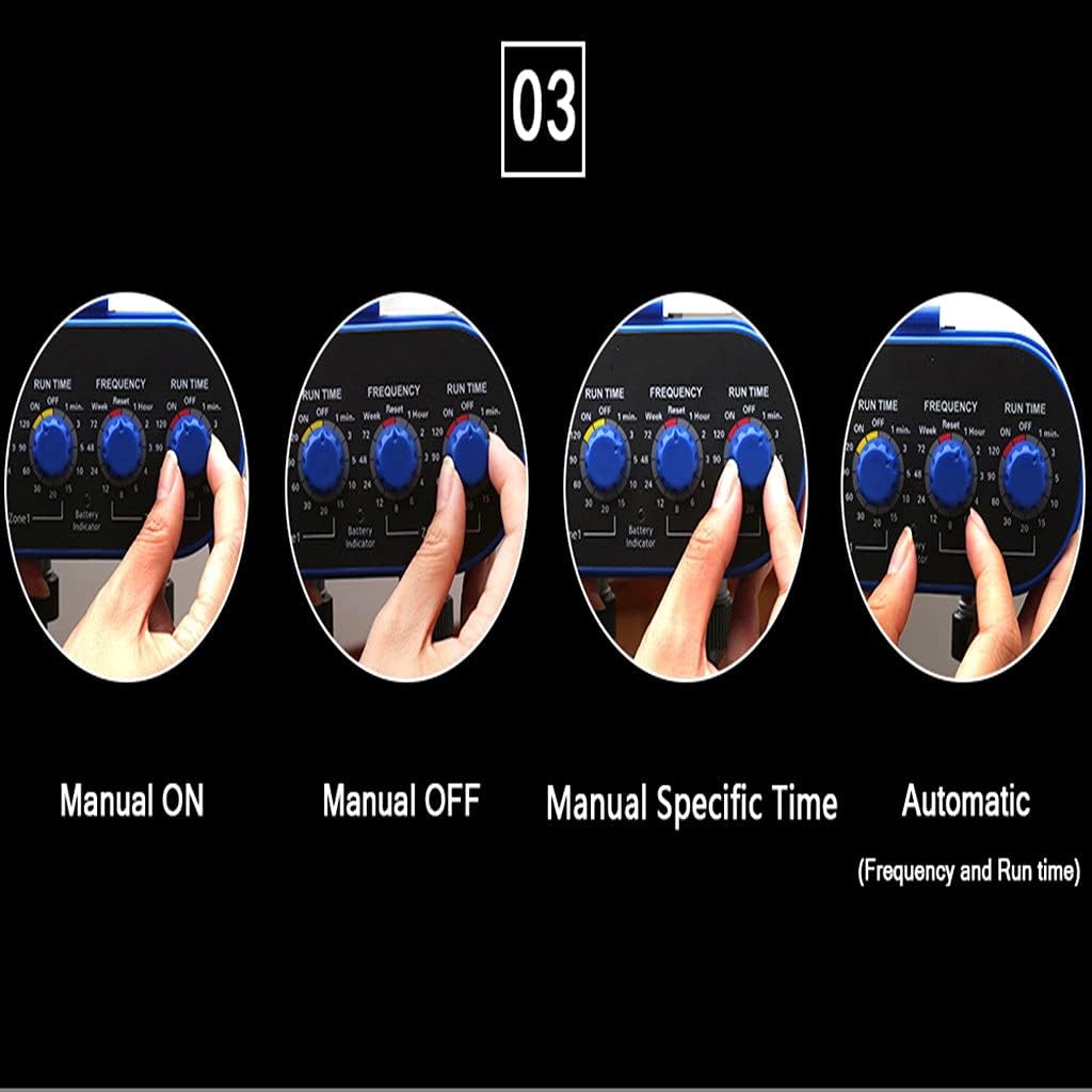 Ball Valve Electronic Automatic Watering Two Outlet Four Dials Water Timer Garden Irrigation Controller for Garden, Yard