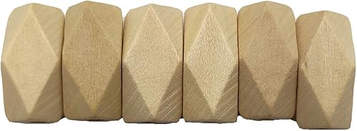 Miniatura 5 de 100 cuentas de madera hexagonales geométricas oblongas de 0.787 in y 0.394 in sin terminar naturales para llavero, collar, espaciador, manualidades,