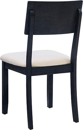 Miniatura 14 de Linon Asiento tapizado de lino beige de madera carbón, silla de comedor Carter, juego de 2, carbón oscuro y beige