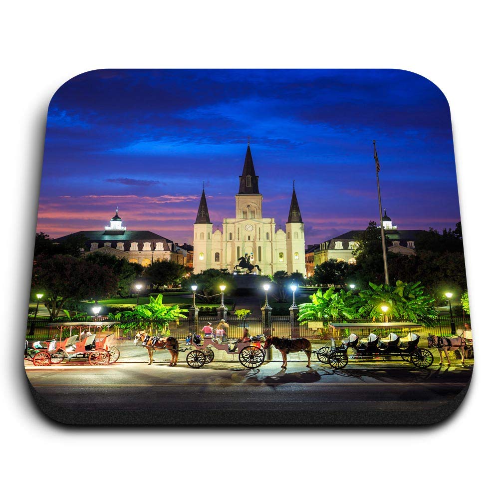 Destination Vinyl Ltd Multicolor 1 X Square Mdf Fridge Magnet - Cathedral New Orleans Usa 3634