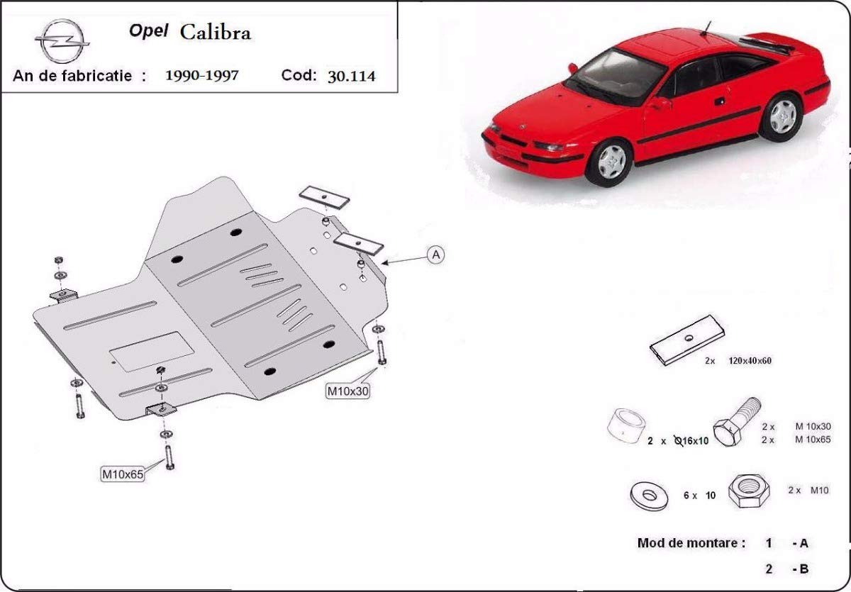 Protezione motore in metallo compatibile con Opel Calibra (1990-1997)