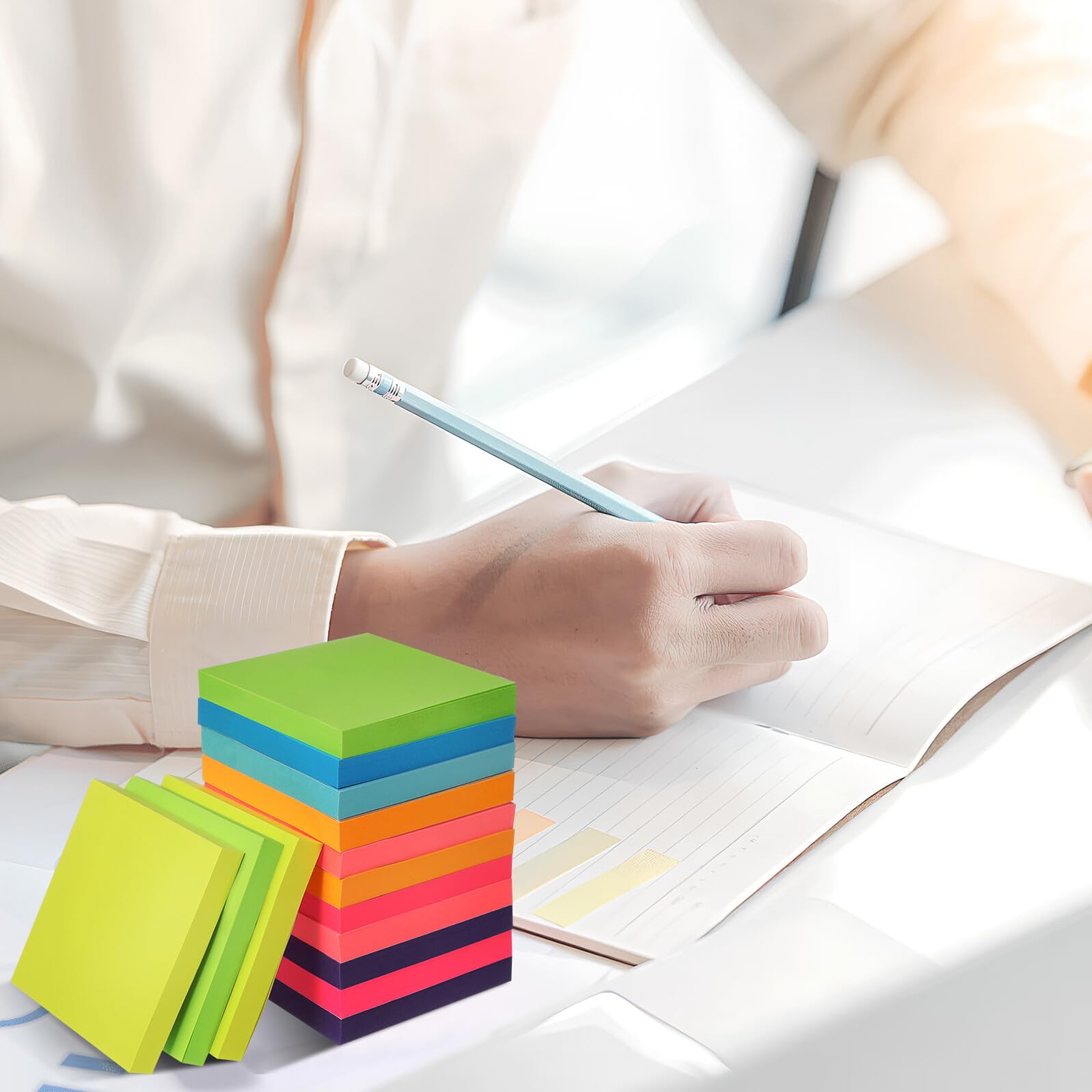 SHINEOFI Haftnotizblöcke Selbstklebend 16 Pads aus Papier Starke Klebkraft und Leicht für Büroarbeit und Notizen Am Schreibtisch