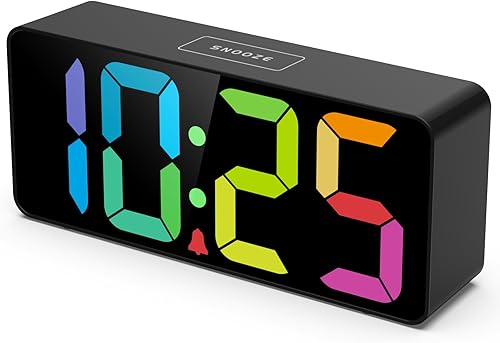 Reloj despertador de número grande de 7.5 pulgadas para personas mayores y niños, 0-100% brillo y volumen ajustables, puerto de carga USB, operación