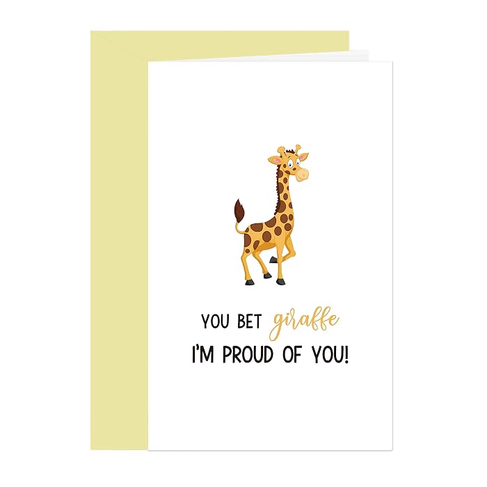 You Bet Giraffe I'm Proud Of You Karte | Lustige Tier-Wortspiel-Karte Für Abschluss & Neuen Job