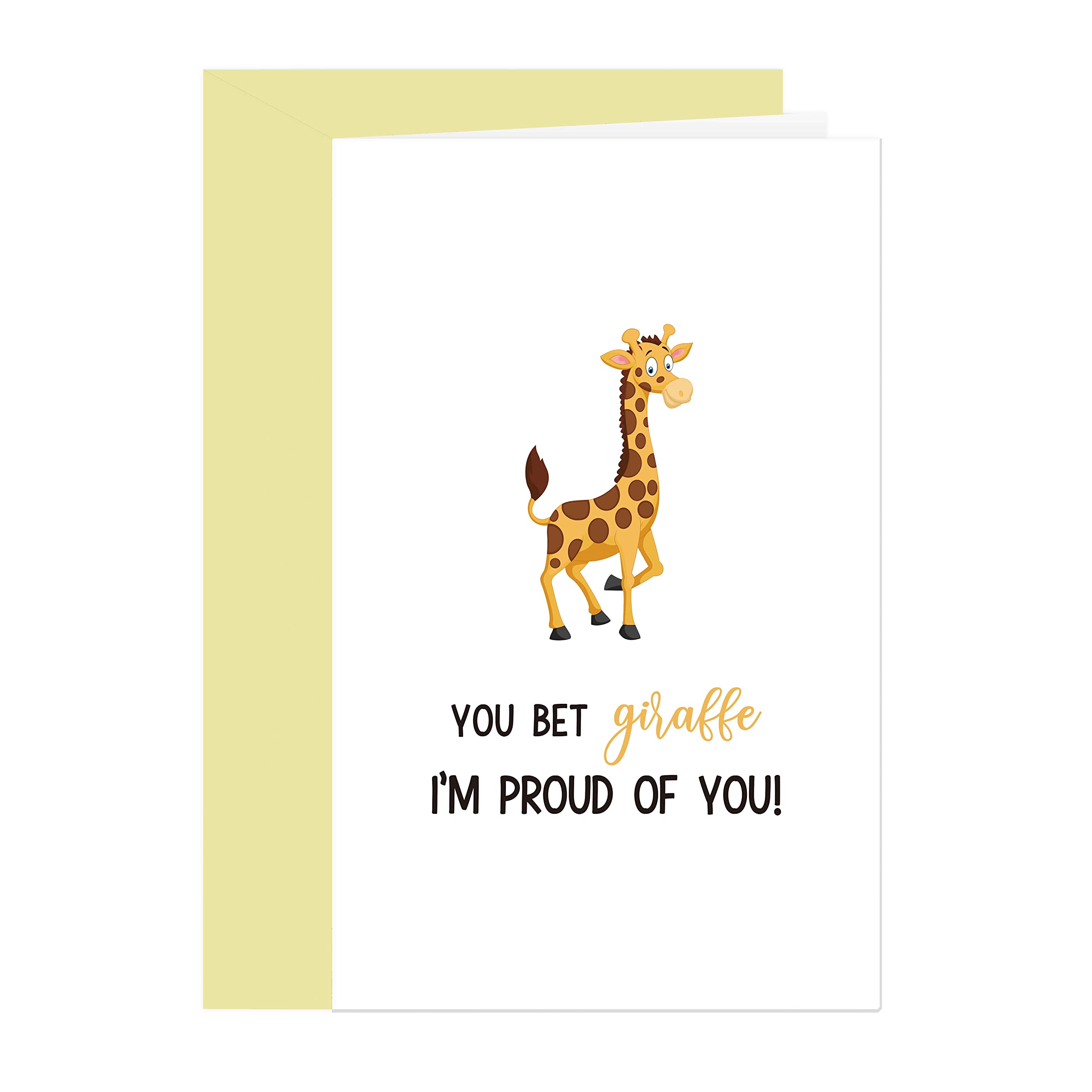 You Bet Giraffe I'm Proud of You Card, Animal Puns Congratulations Card for Him Her, New Job Card, Congrats Graduation Card