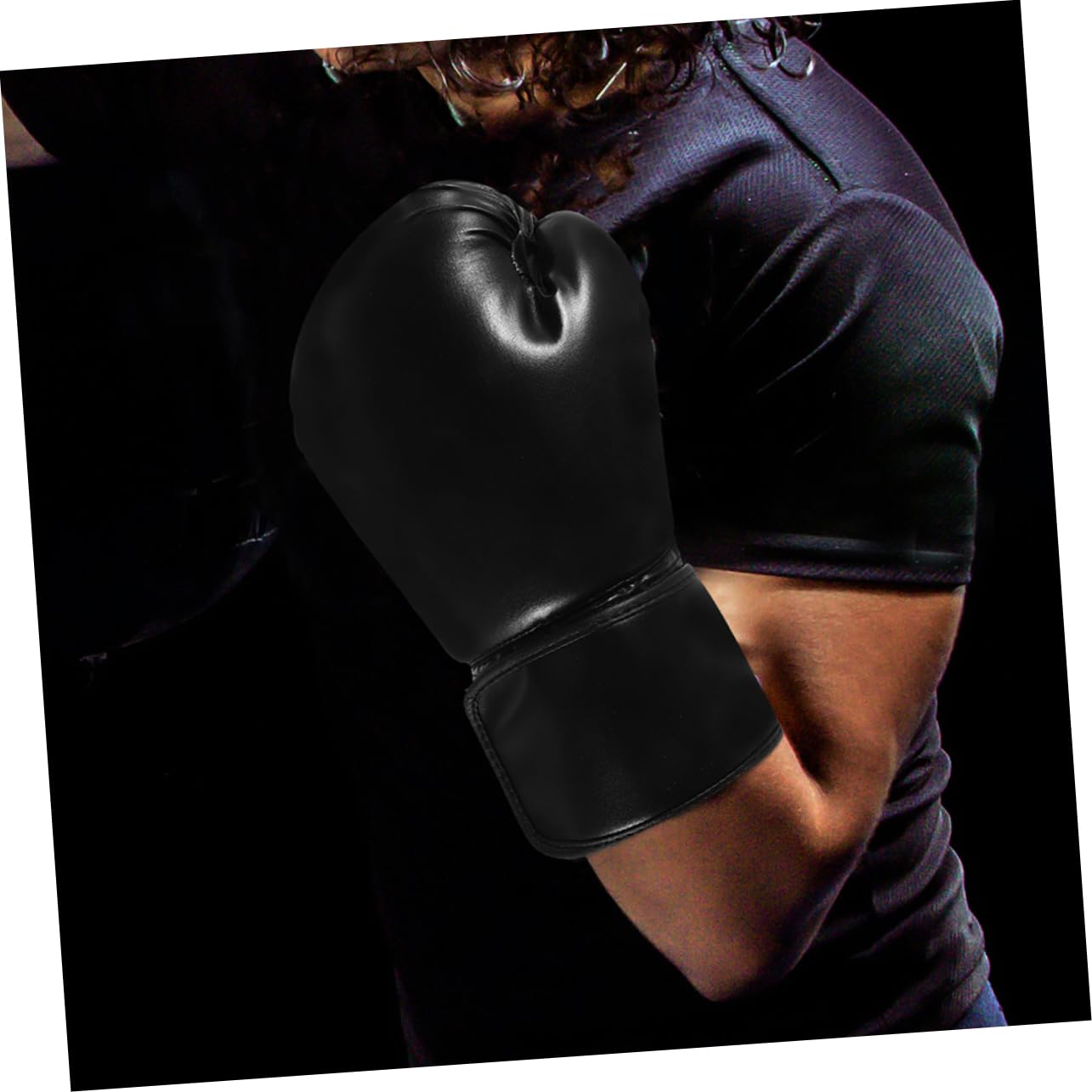 BESTonZON Guanti da Boxe per Allenamento in Pu Antiusura e Antiscivolo, Guantini Portatili per Arti Marziali Miste e Pratica di Boxe, Nero