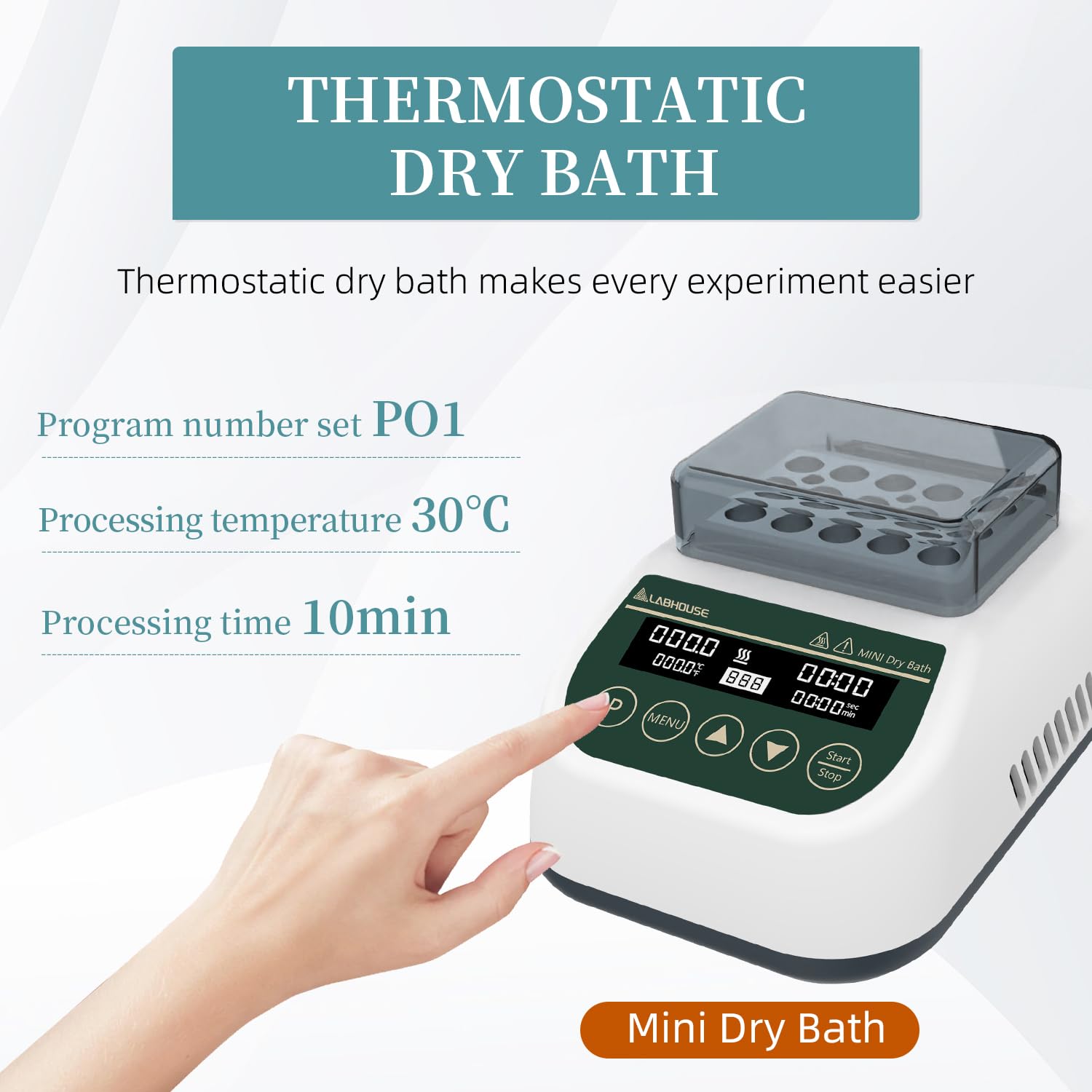 Mini calentador digital de baño seco termostático incubador temporizador programable con 1,5 ml x 15 tubos centrífugos bloque de calor