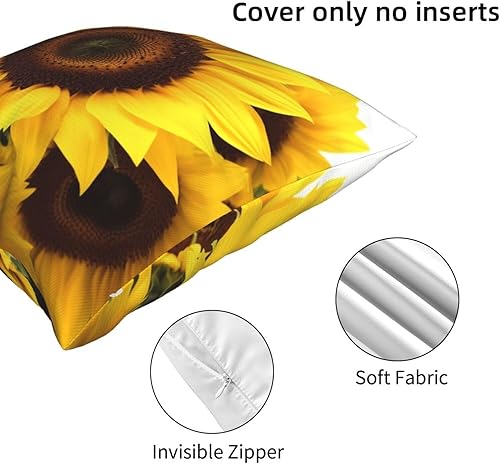 Miniatura 5 de Funda de cojín cuadrada suave con estampado de girasol, funda de cojín para decoración del hogar, sala de estar, cama, sofá automóvil, 16 x 16