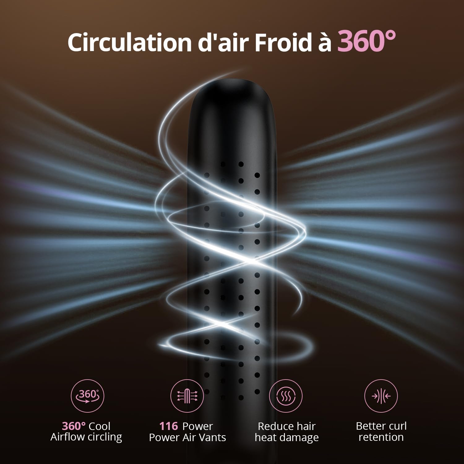 CrazyMar Lisseur à Air Froid et Boucleur Ionique 2-en-1, 9 Températures (110°C-230°C) pour Cheveux Bouclés/Lisses, Appareil de Coiffure Maison et Voyage (Noir)