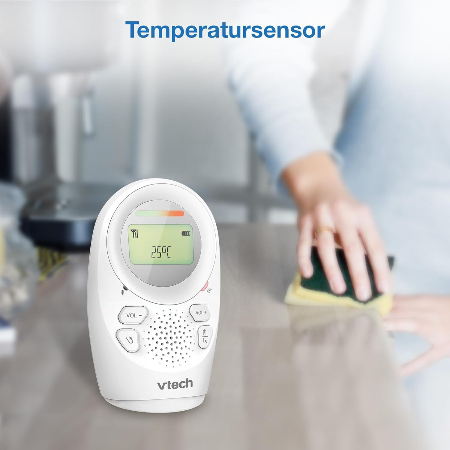 VTech DM121-IT Baby-Audiobabyphone, Reichweite bis 460 m, Akku-Laufzeit bis 8 Stunden, Projektions-Nachtlicht, Schlaflieder, Gegensprechfunktion, Geräuschwarnungen, sichere Datenübertragung, Weiß