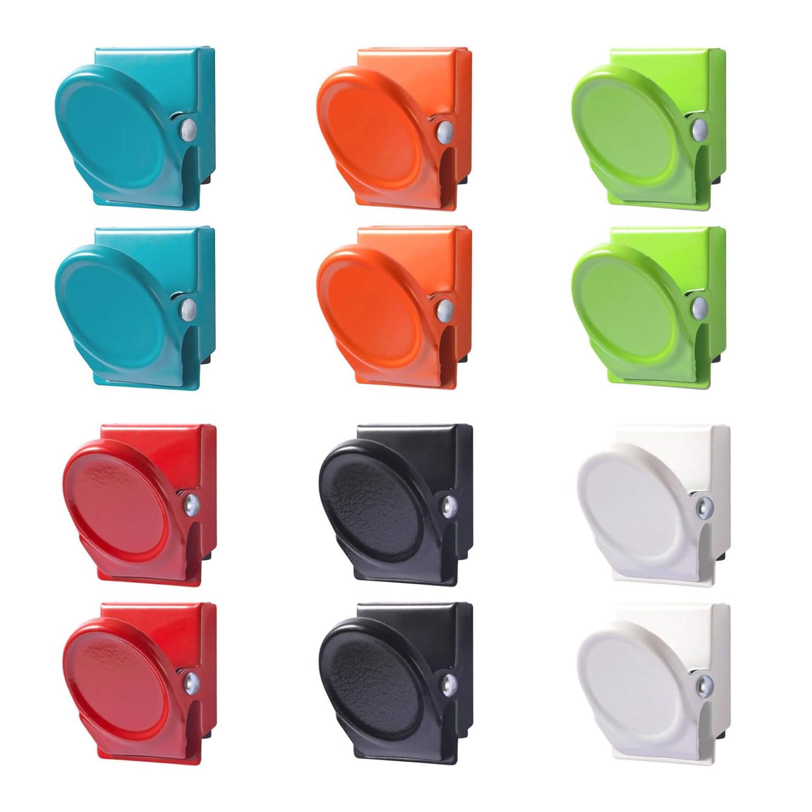 12 Piezas Clips Magneticos, Clips Magnéticos De Metal Multicolor, 6 Colores, Iman Pinza, Potente Potencia De Aspiración, Adecuado Para Frigoríficos, Pizarras Blancas, Pizarras Magnéticas, Oficinas.
