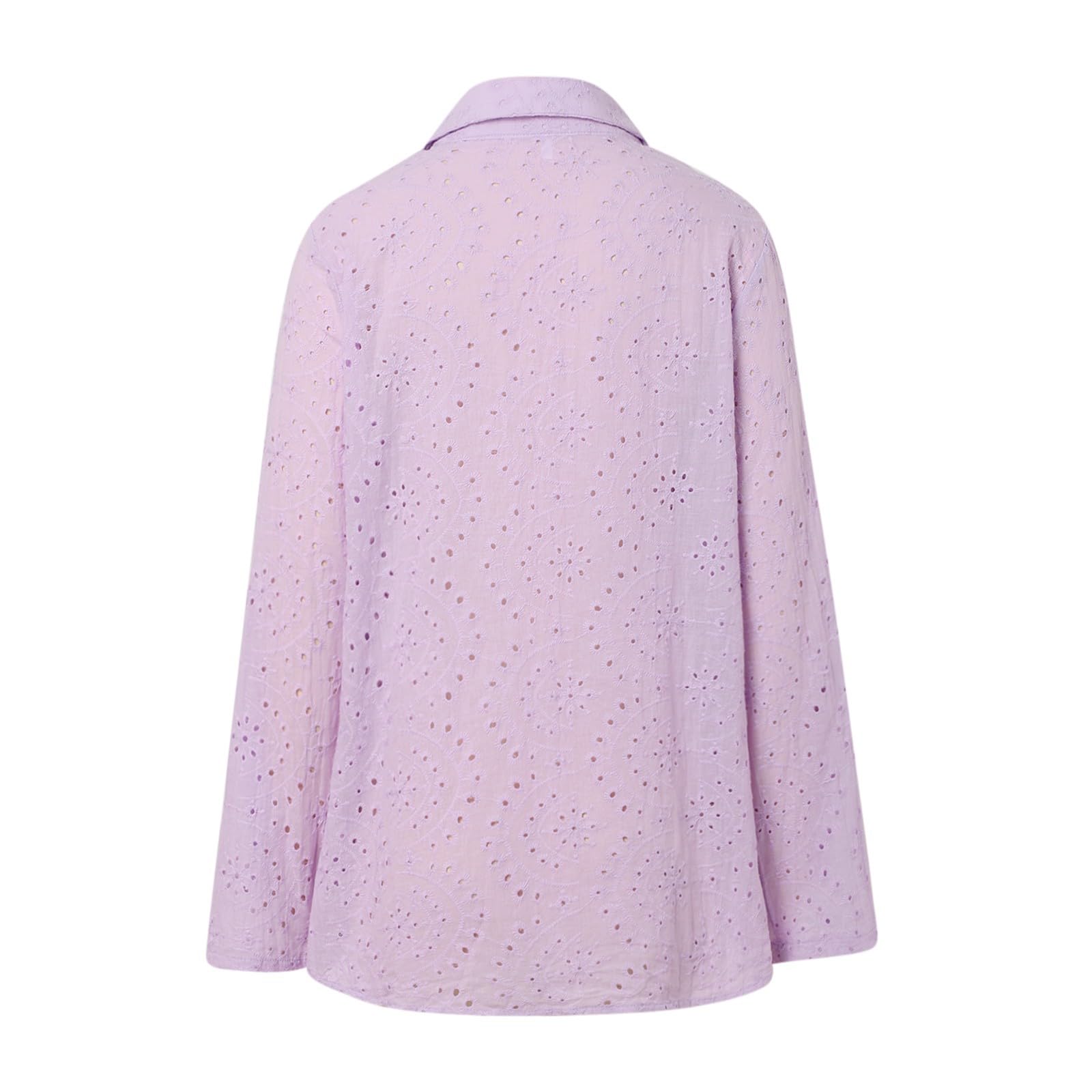 Camisa de lino de gran tamaño con botones para mujer, a la moda, manga larga, cuello, ligera, de lino, algodón, para verano, unicolor, casual, trajes de muselina, ajuste holgado, bordada