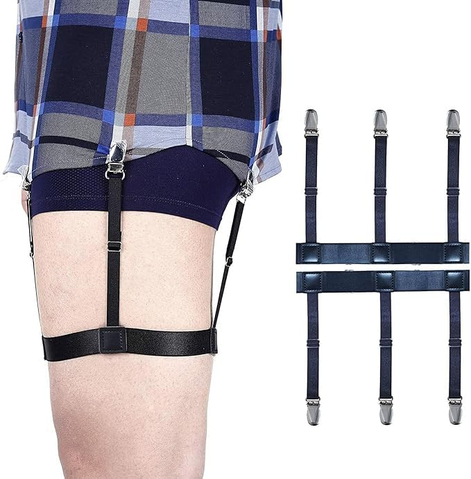 Shirt Stays Adjustable Suspender Belt For Man Casual & Formal Style Stretchable Shirt Garter Shirts Holder With Non-Slip Locking Clamps Shirt Tucker-image-1
