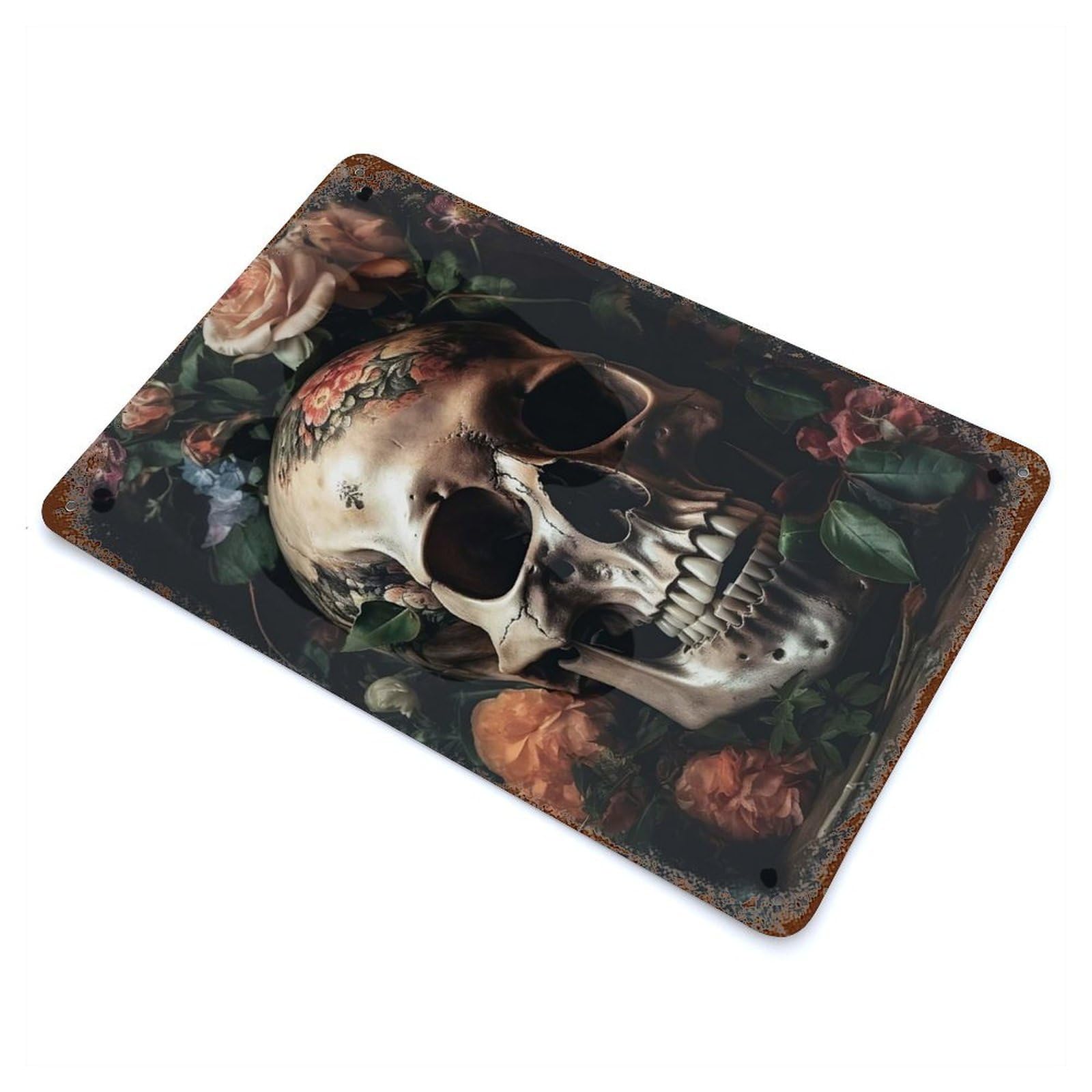Skull Head 3 Vintage Rust Metal Sign 11.8"x7.9", for Pub, Kitchen And Man Cave Decor, Rustic Home Decor