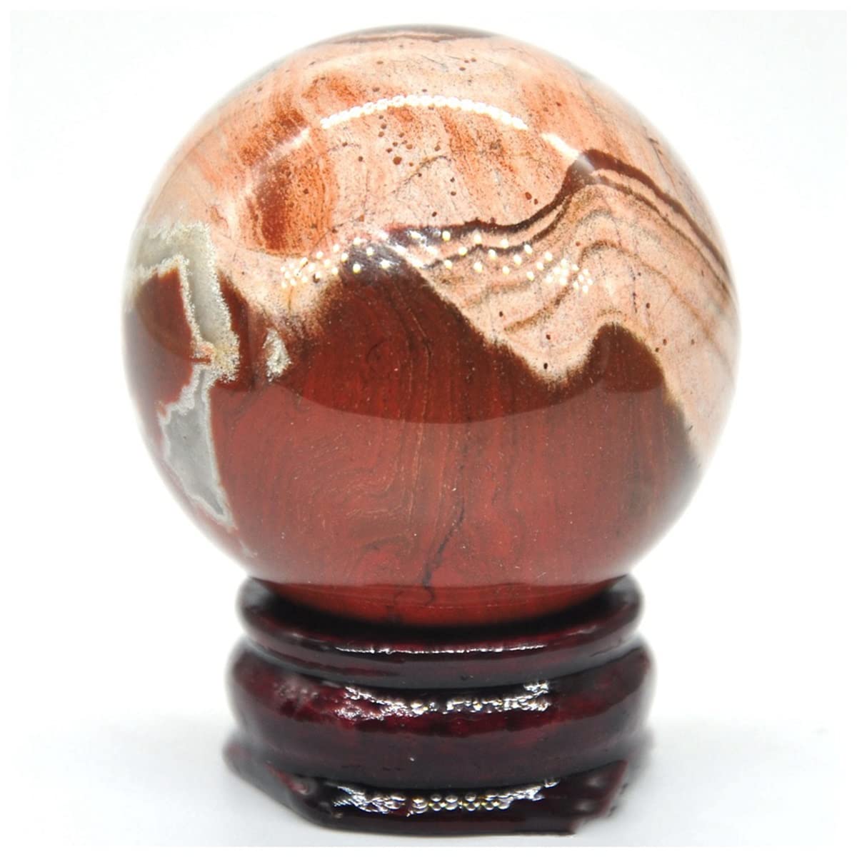 Bola de cristales naturales de 40mm jaspe flor roja para decoración del hogar de feng shui
