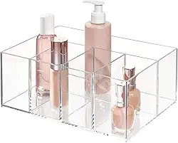 iDesign Organizador de armazenamento de banheiro de plástico com 5 compartimentos, coleção Clarity – 25 x 17,5 x 10 cm, transparente