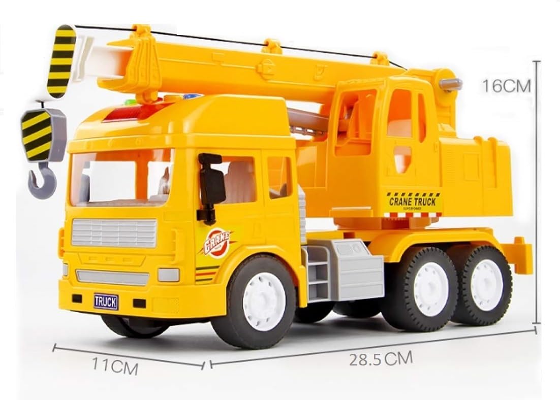 SHIPEASE Friction Powered Construction Crane Trucks Toy for 3+ Years Old Kids Boys Girls Pull Back Vehicles 360 Degree Rotating Lifting Crane Toy with Light Music (Multicolor) 2